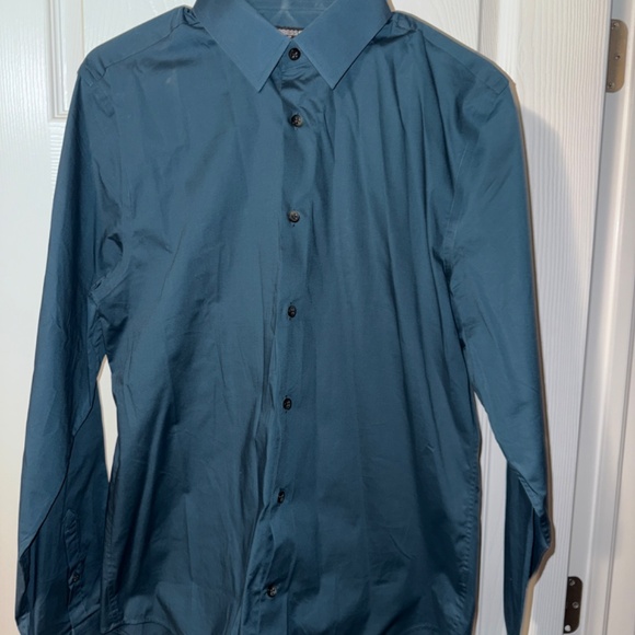 MENS EXPRESS 1MX FITTED DRESS SHIRT BLUE - Picture 3 of 3